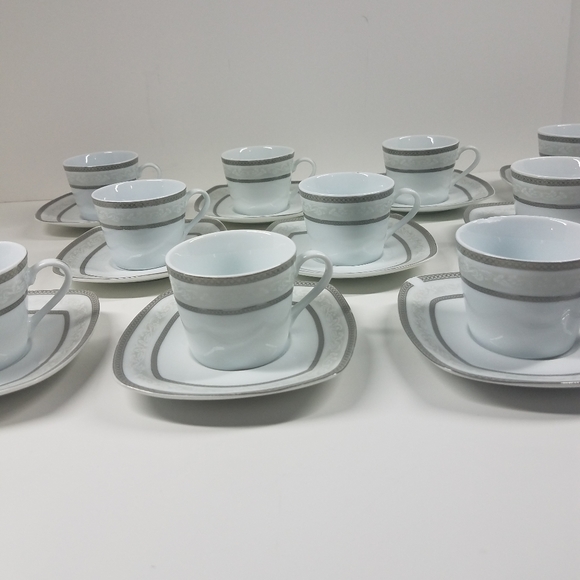 Alpine Cuisine Fine Porcelain 10pc Teacup and Saucer Set - Picture 2 of 12